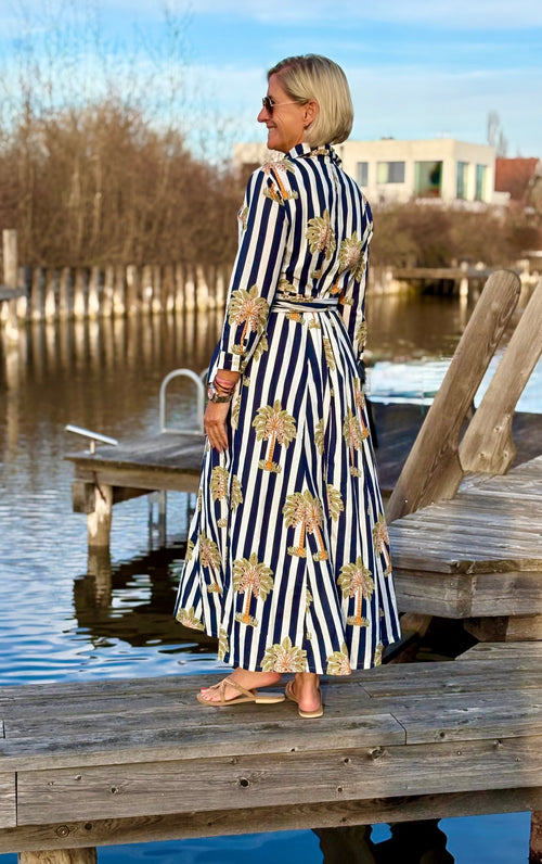 Hemdblusen Dress "Lovley" Palmtree navyblue