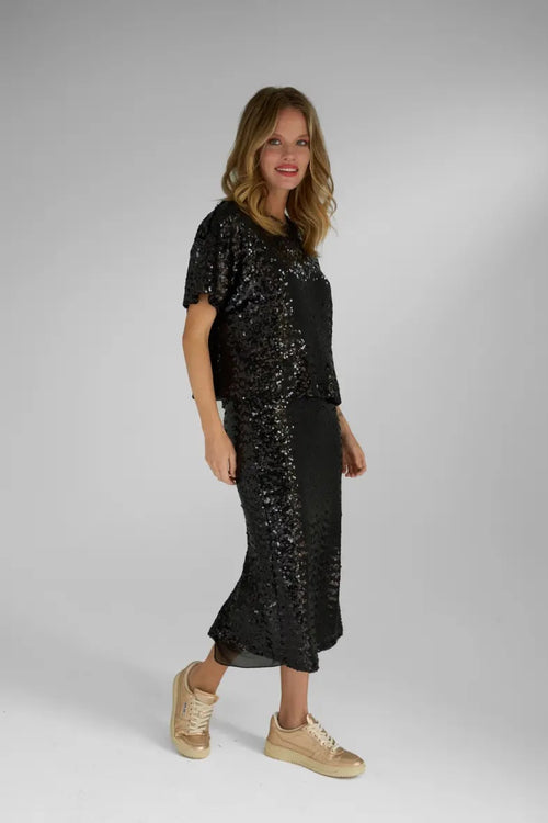 Miss Goodlife Noir Paillette Shirt