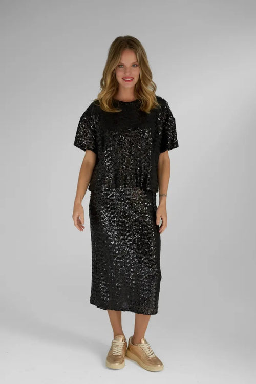 Miss Goodlife Noir Paillette Shirt