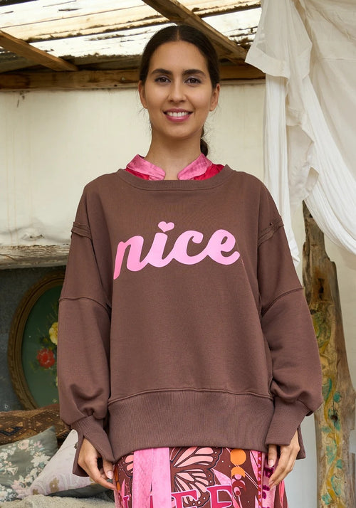 Miss Goodlife Roundneck Sweater Wide "Nice" Chocolat