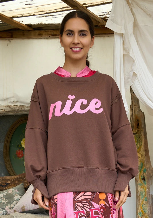 Miss Goodlife Roundneck Sweater Wide "Nice" Chocolat