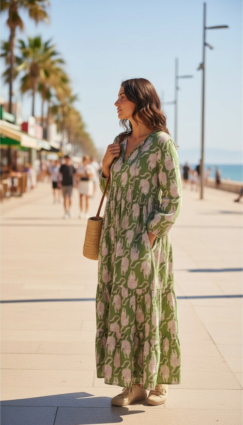 Maxidress loose "Khaki Tiger"