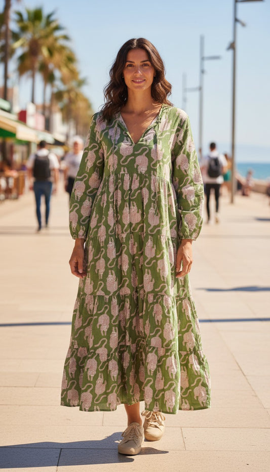 Maxidress loose "Khaki Tiger"