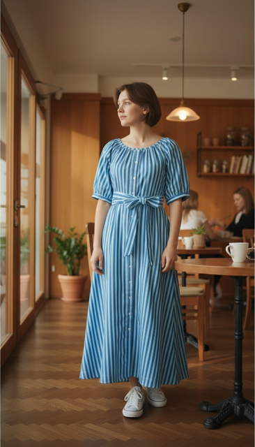 Midi Dress "Stripelove"navy/blue