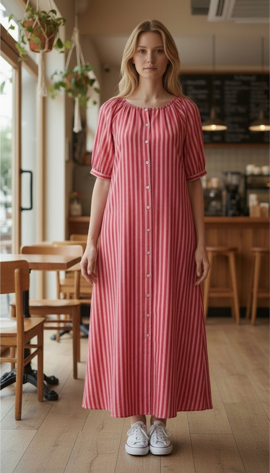 Midi Dress "Stripelove" rot/flieder