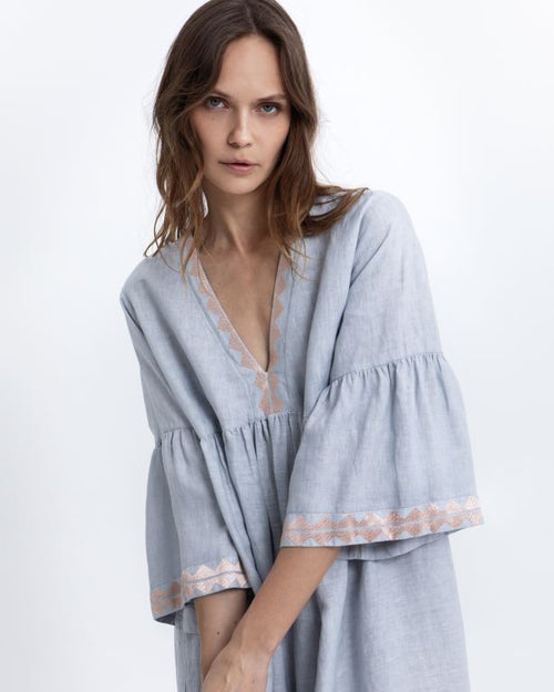 Midi Dress Mykonos Feather 2.0. light grey/rose