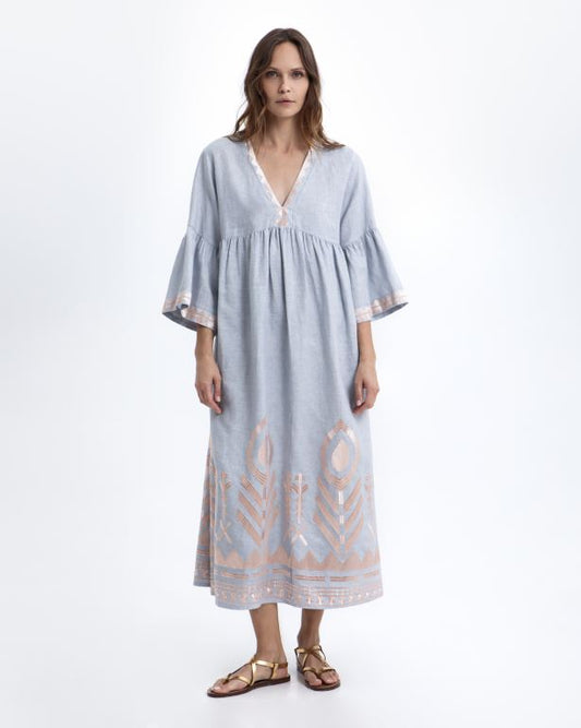 Midi Dress Mykonos Feather 2.0. light grey/rose