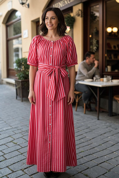 Midi Dress "Stripelove" rot/flieder