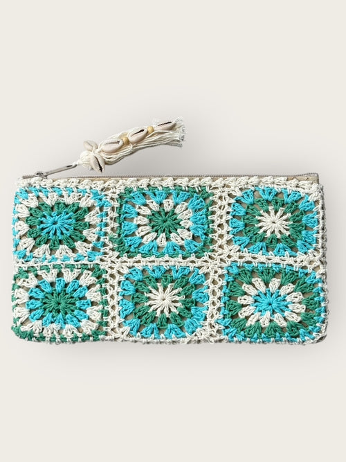 Bast Clutch "Häkelflower" Colourmix Size S