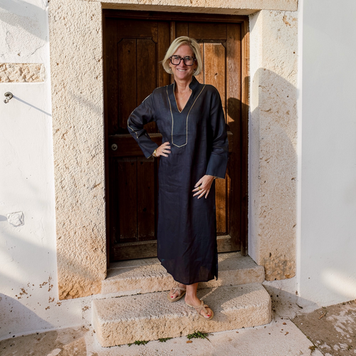 Long Kaftan Dress "Wick" black/gold