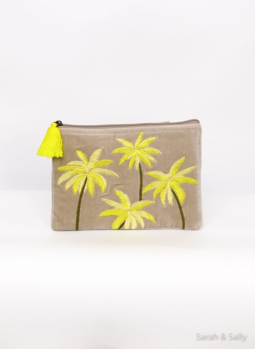 Samttäschchen Size L "Palme Neon"