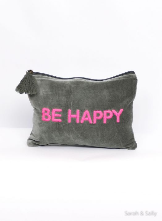 Samttäschchen Size L "Be Happy"