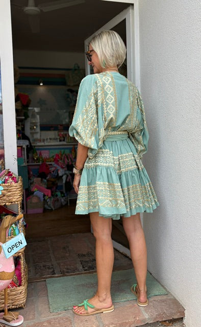 Kori Dress Rhodos mit Gürtel salbei