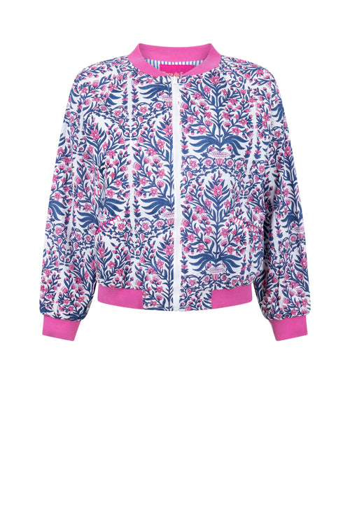 Bomberjacke "Flower" blau/pink