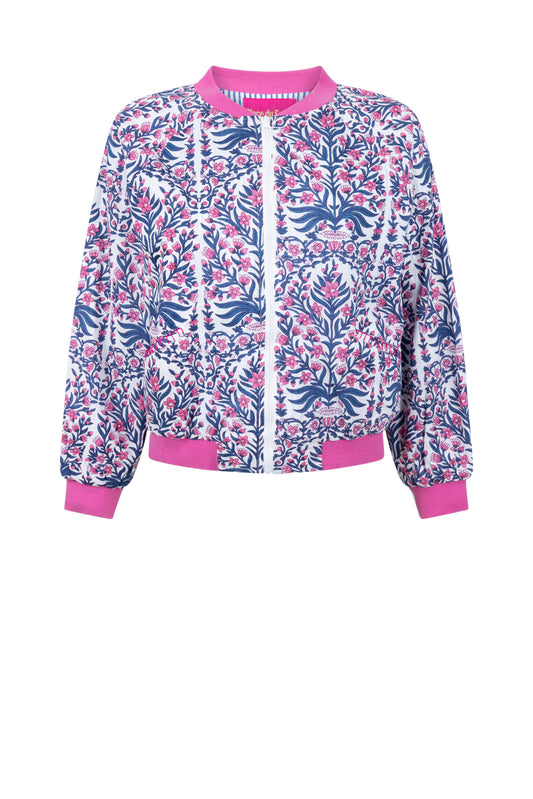 Bomberjacke "Flower" blau/pink