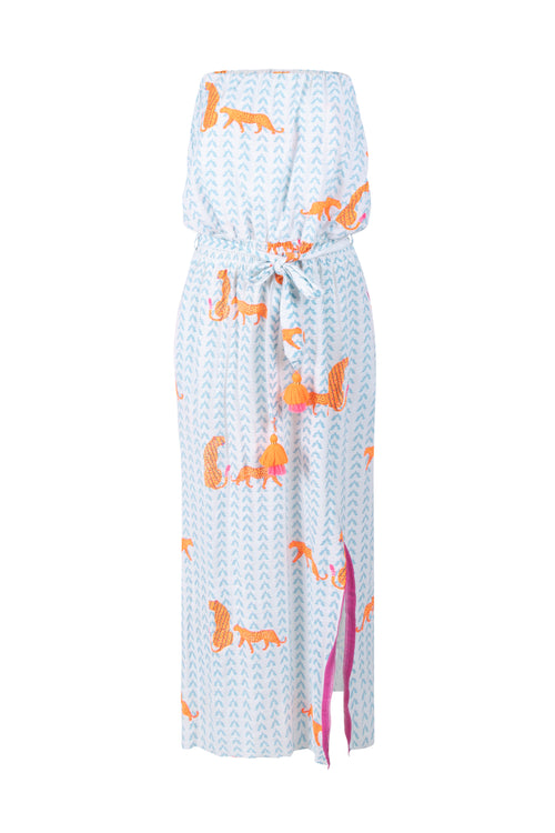 Langes Bandeau Dress "Neon Tiger"