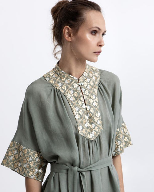 Long Dress Flakes khaki/gold