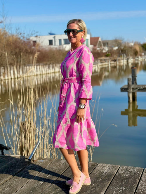 Dress Saffron Ikat Pink exclusive for nikivibes