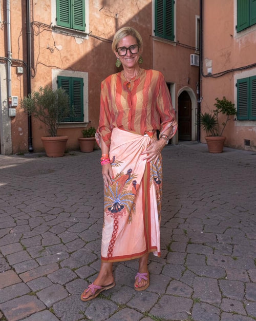 Have One Set Pareo long "Dessert" mit Blouse Stripes in camel