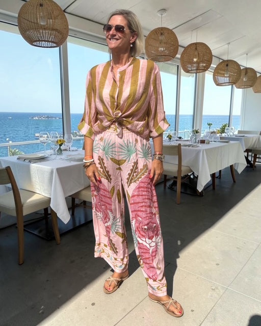 Have One Set Hose Tiger mit Blouse in Stripes camel/soft pink