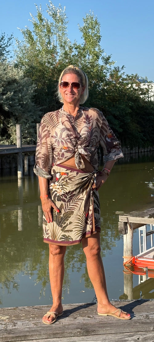Have One Set Pareo short "Jungle" braun/beige