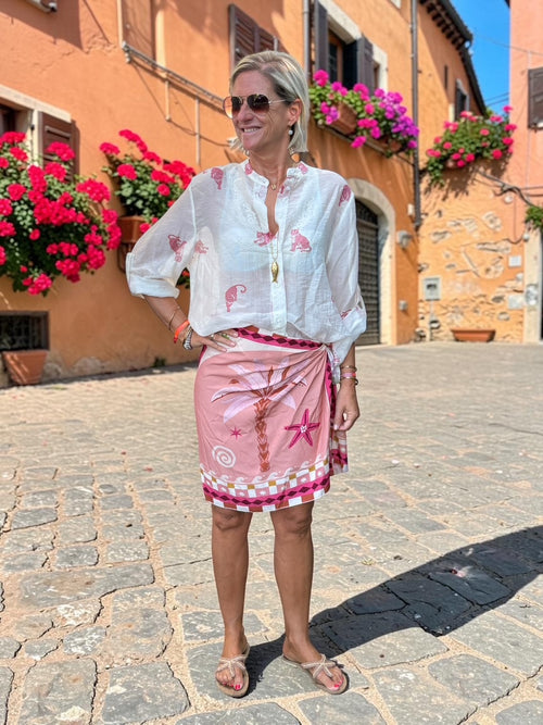 Have One Set Pareo short "Pink Palm" mit Blouse Leo white/soft pink