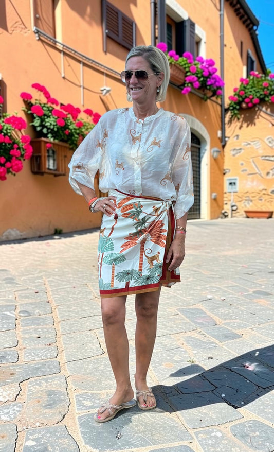 Have One Set Pareo short "Monkey" off white/camel mit Blouse Monkey