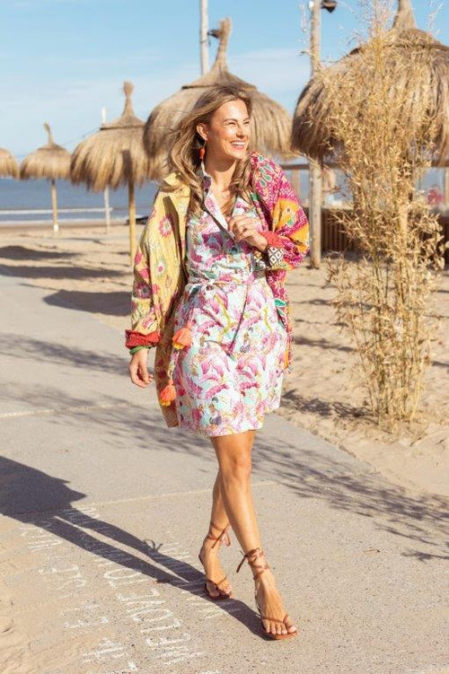 Short Dress "Turquoise Monkey"