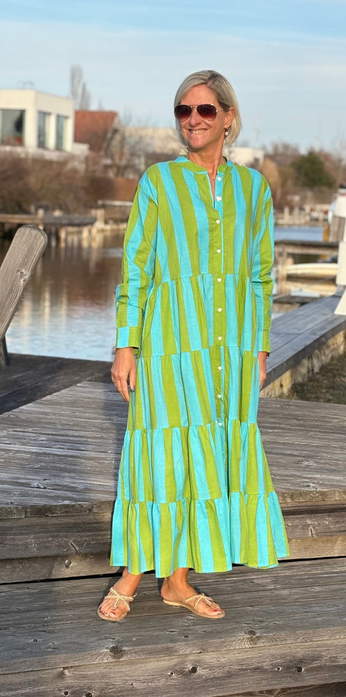 Maxi Dress "Stripes" türkis/grün