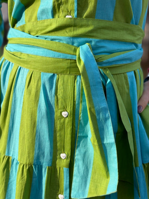 Maxi Dress "Stripes" türkis/grün