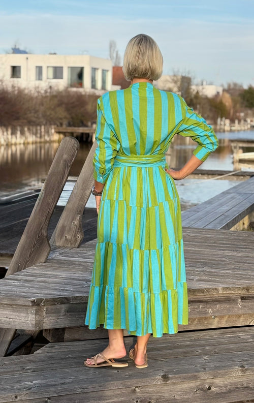 Maxi Dress "Stripes" türkis/grün