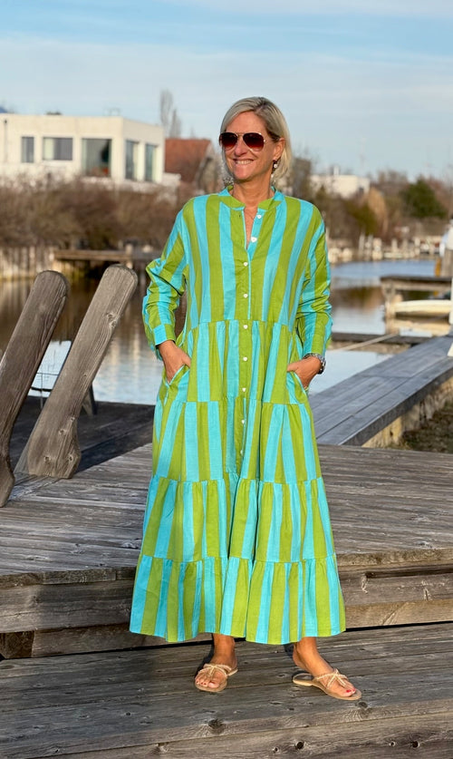 Maxi Dress "Stripes" türkis/grün