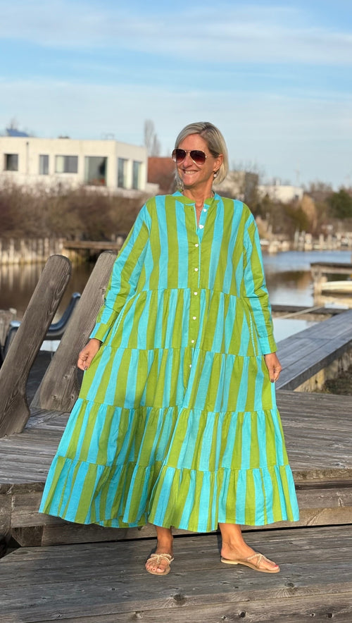 Maxi Dress "Stripes" türkis/grün