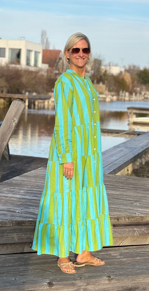 Maxi Dress "Stripes" türkis/grün