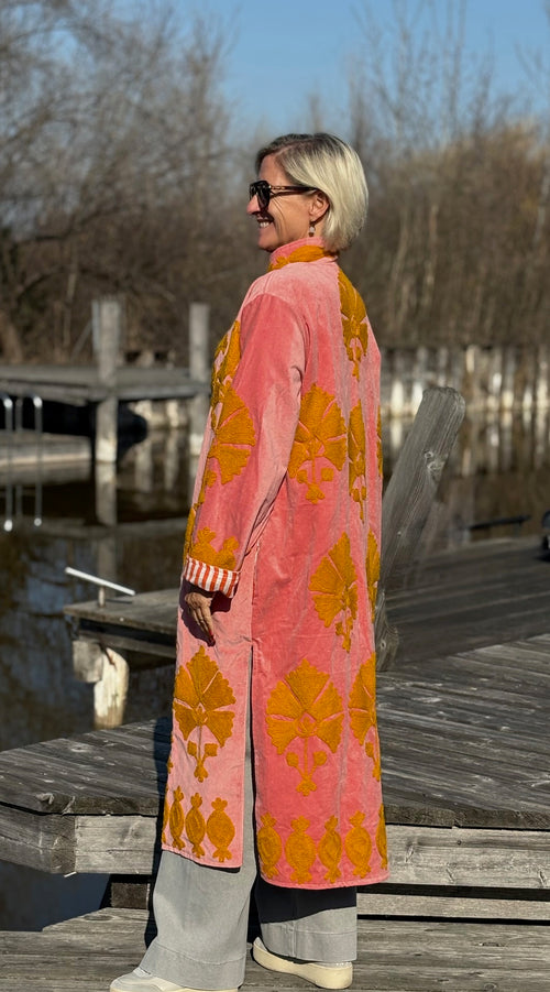 Velvet Suzani Kimono Mantel rosa/beige