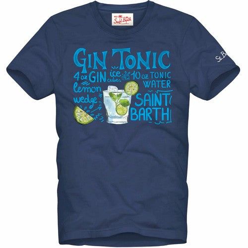 Men T-Shirt Gin Tonic Recipe navy