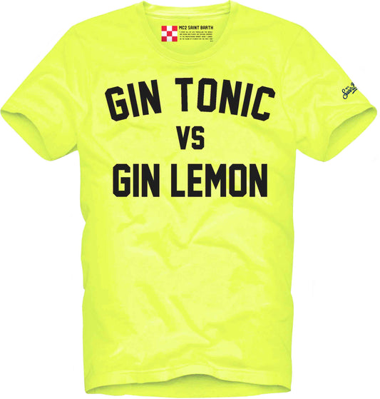 Men T-Shirt Gin Tonic vs Gin Lemon fluo gelb