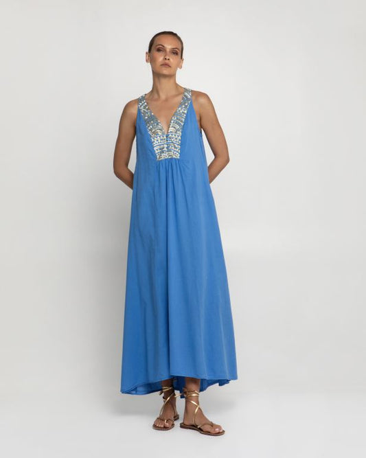 Maxi Dress V-Ausschnitt Triangel