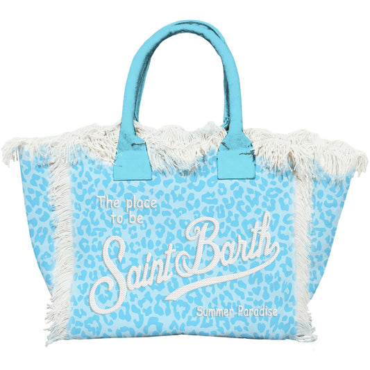 Tasche Vanity Canvas Large Pastell Leopard blue