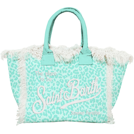 Tasche Vanity Canvas Large Pastell Leopard mint