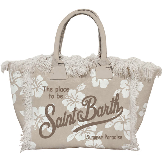 Tasche Vanity Canvas Large "Hibiscus" beige
