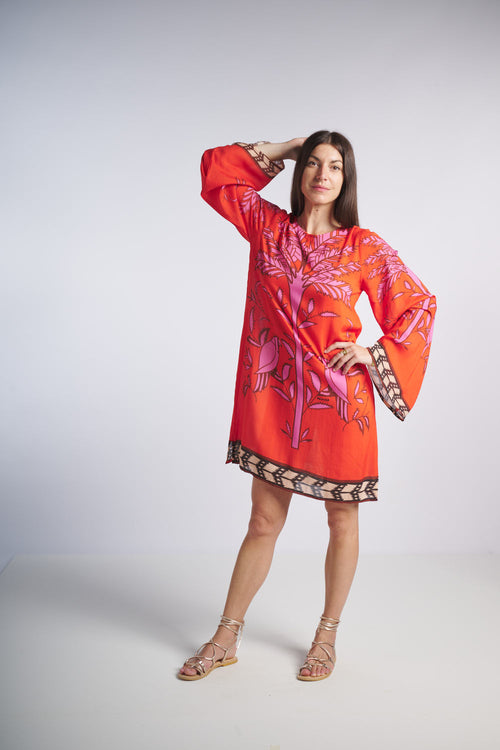 Pahiesa Short Dress Pink Palm