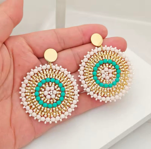 Ohrstecker Beads "White meets Emerald"
