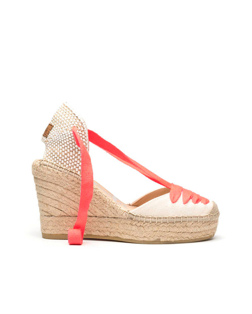Espandrillo Wedges Lona white/neon pink