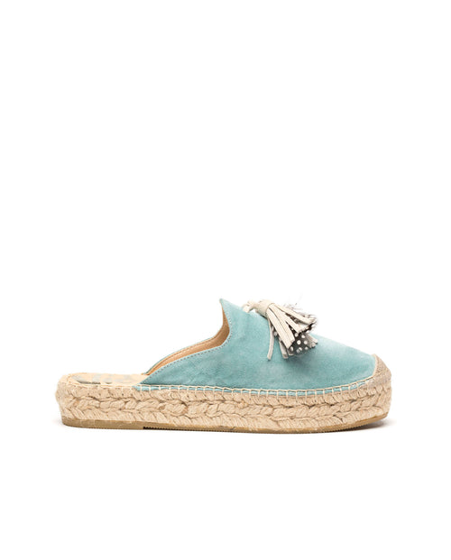 Espandrillos/Flats Nubukleder Tassel aqua