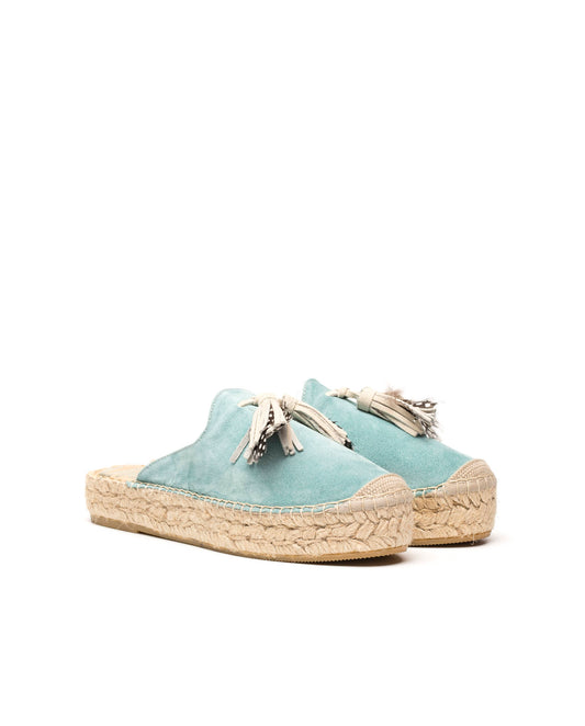 Espandrillos/Flats Nubukleder Tassel aqua