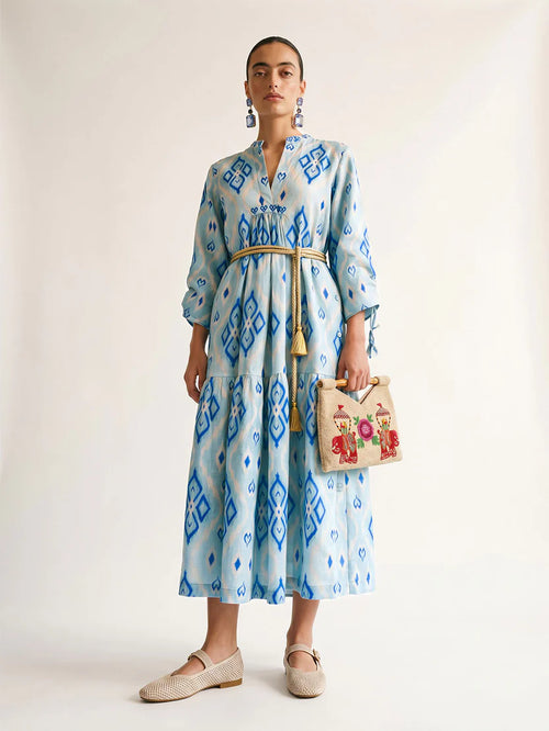 Catmint Dress Blue Ikat