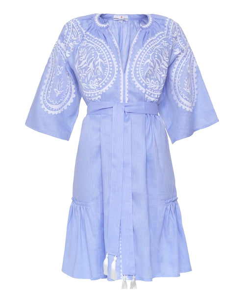 Short Linen Dress Areti blue