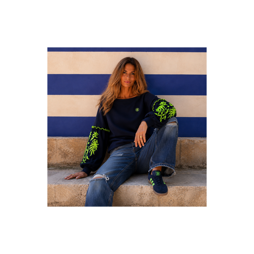 Globo Heart Sweatshirt Navy/Lime