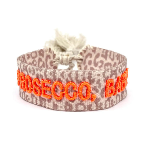 Webarmband "Prosecco Baby" leo/neon orange
